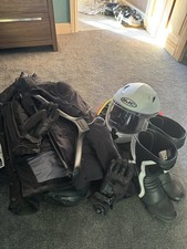 Motorcycle clothing (women’s, jacket x2, pants, gloves, boots & a helmet)