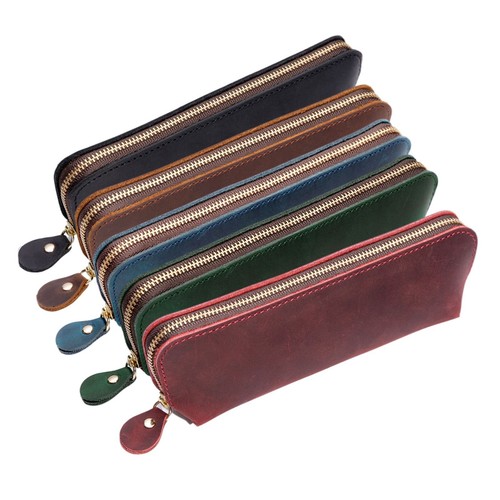 Cowhide leather zipper pen - leather,