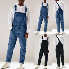 Mens Denim Dungaree Pockets Workwear Jeans Jumpsuit Romper Overalls Bib Pants