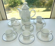 Royal Doulton LS1053 Hampstead 15 PC Coffee Pot Cups Saucers Water Lilies 