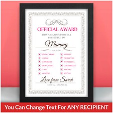 BEST MUMMY AWARD Personalised