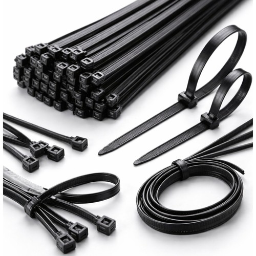 Black cable ties nylon wraps - black,