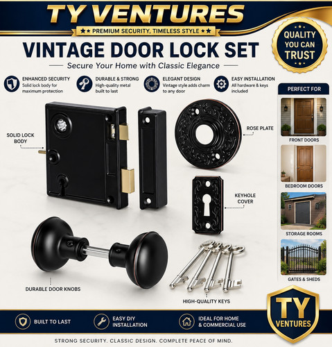 Vintage rim lock set with - vintage, oil