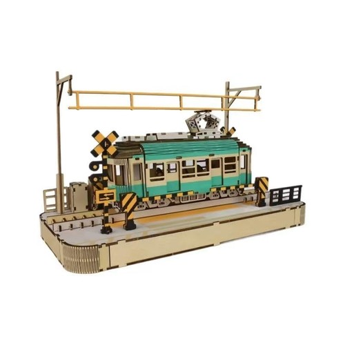Diy wooden tram puzzle model - diy,