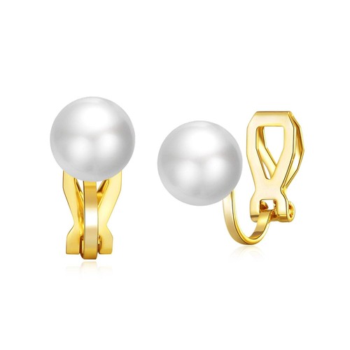 18k gold plated pearl clip - gold, on