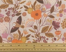 Fat Quarter Wild Woodland Owls And Trees On Lilac 100% Cotton Fabric