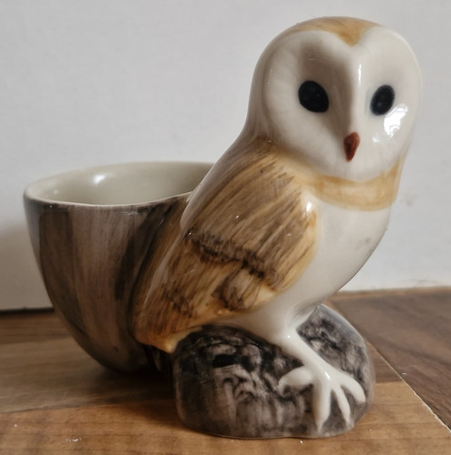 Hand painted owl ceramic egg - painted,