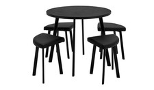 Tayla Black Dining Table & 4 Black Stools