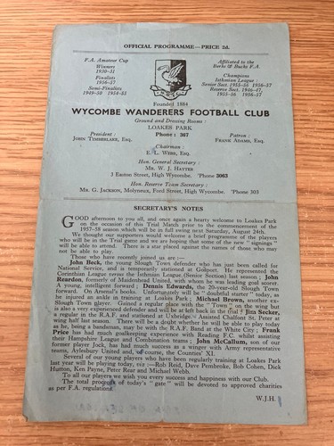 Wycombe wanderers trial match - wycombe,