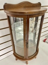 Vtg Curved Glass Wood Mini