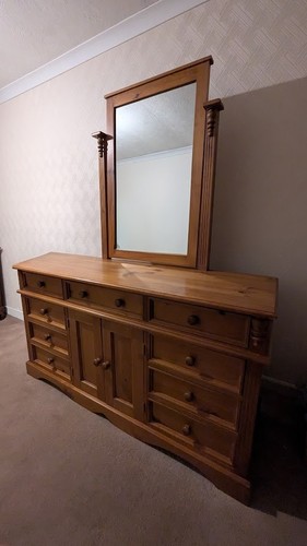 Pine mirrored sideboard - mirrored,