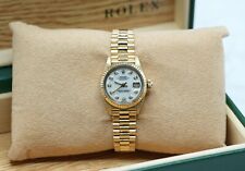 Ladies 18ct Yellow Gold Rolex Datejust 26mm 6917 Custom White MOP Diamond Dial