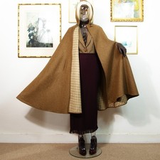 Vintage 1970s Wool Hooded Cape