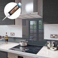 Glass Splashbacks Anthracite Grey and Glass Upstands - Made By Premier Range
