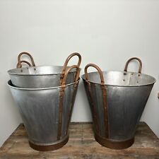 Large Vintage Galvanised Olive Bucket - Rustic Metal Basket - £40 each