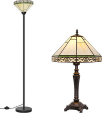 Tiffany Table & Floor Lamp Set