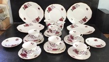 Stunning Vintage Colclough Bone China Tea Set With Red Rose Decor 26 Pieces