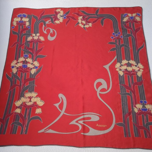 Rare vtg red silk - red, scarf