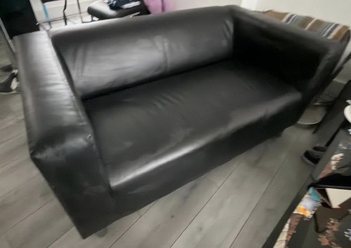 Ikea black leather effect - leather,