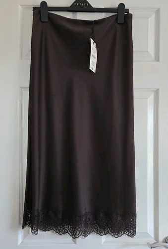 Ladies zara brown satin skirt - ladies,