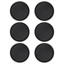 6x Black 27.5m Round Non-Slip Serving Trays Plastic Food Tea Dinner Trays