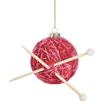 Sass & Belle Knitting Needles and Yarn Ball Novelty Christmas Tree Decoration