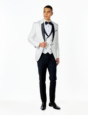 Mens White Tuxedo 3 Piece Suit
