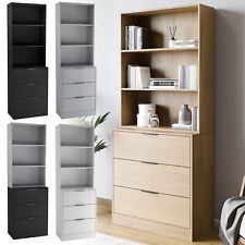 60/80cm 3 Drawer Tier Wooden Storage Chest Cabinet & Display Bookcase Shelving