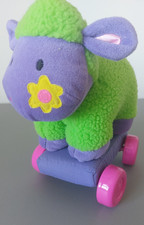 Vintage ELC Blossom Farm Green Sheep Lavender Lamb Soft Toy Pull Along Baa Sound