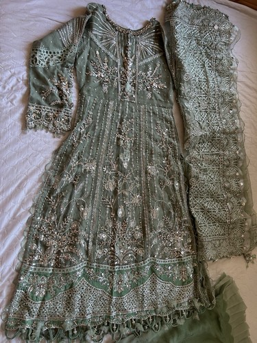 Sea green designer pakistani - green,