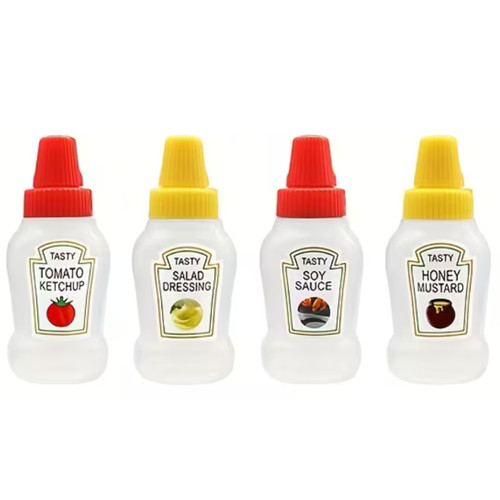 4pcs mini sauce bottles - 4pcs, 25ml
