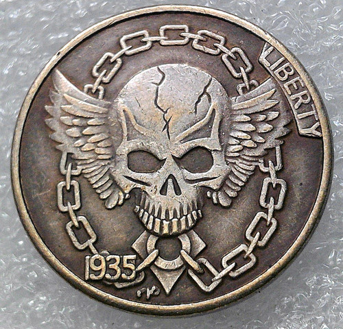 Hobo nickel skull head - skull, and