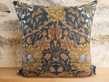 Liberty William Morris Honeysuckle Tulip Black Fabric &  Velvet Cushion Cover