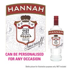 PERSONALISED NEW SMIRNOFF INSPIRED VODKA BOTTLE LABEL BIRTHDAY VALENTINE 046