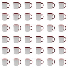 10oz 6 Pack Sublimation Printable COLOURED INNER DURHAM MUGS - RED