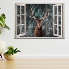 Red Deer Stag Winter Snow