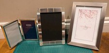 Lot of 3 Vintage Silver Picture Frames Metal, 1 Folding, Small & Medium Size