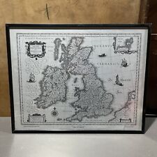 Vintage World Map Silver Willem Blaeu Wall Map Framed