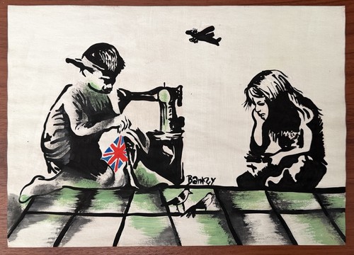Banksy drawing on - banksy,