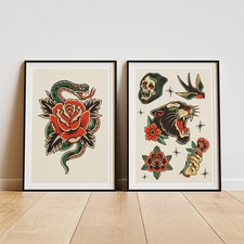 Traditional Snake Tattoo Flash