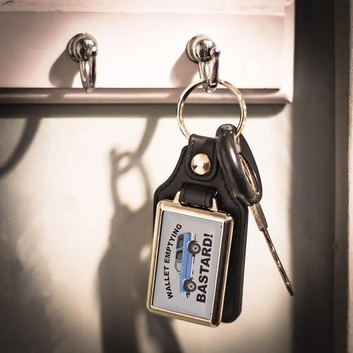 Leather look key ring - leather,