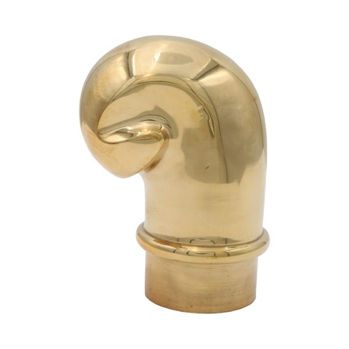 Curled bar rail end cap - end, in