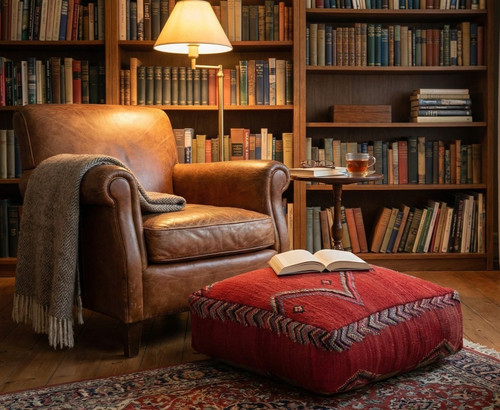 Moroccan kilim pouf - moroccan,