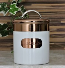 Large Copper And White Metal Airtight Biscuit Cookie Storage Tin Box Canister