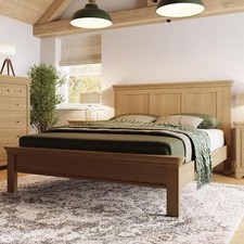 King Size 5ft Solid Oak Wooden Bedframe Bed Natural Lacquered Finish