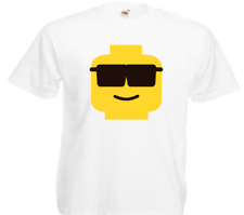 White kids men's Lego face t