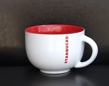 STARBUCKS COFFEE CAPPUCCINO MOCHA CERAMIC MUG TEA CUP 2014 WHITE & RED COLOUR