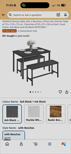 Vasagle 3pc dining table - table, set