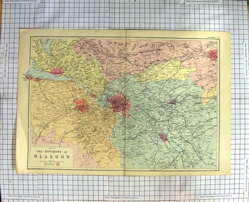 Original old antique print map - antique,