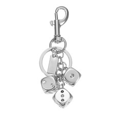 Dice Keychain Charm, Silver